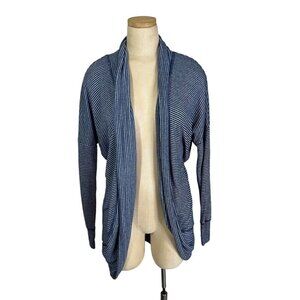 Sundry Women's cardigan sweater S blue striped long sleeve open front